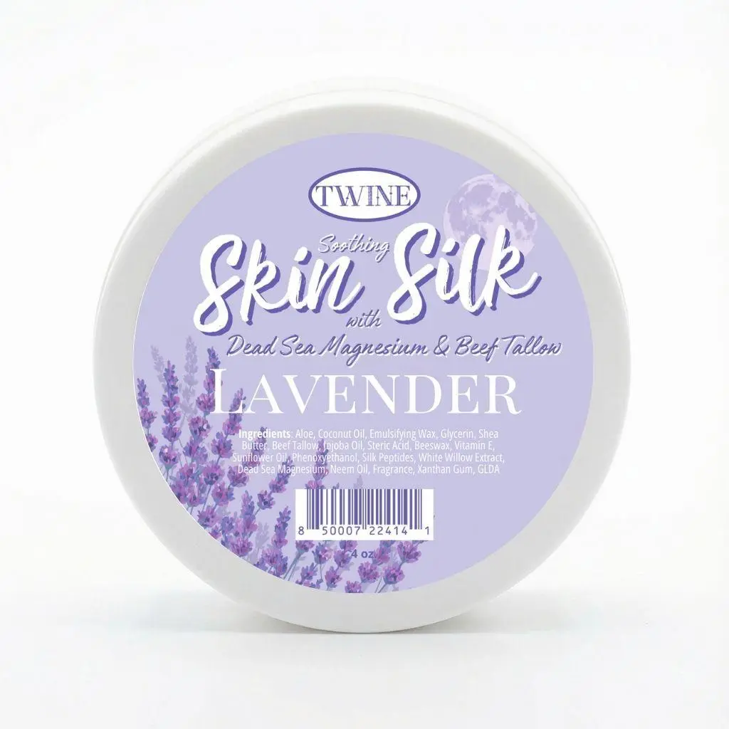 Silk Peptides + Magnesium Moisturizing Body Butter - Deep Hydration Whipped Moisturizer with Shea Butter and Coconut Oil - Lavender Skin Silk- 4 oz