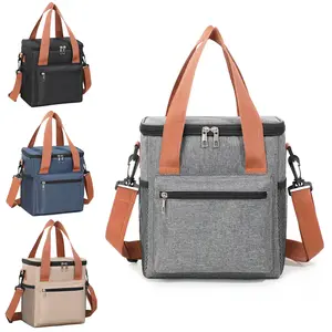 Portable Handheld Shoulder Tote Cooler Bag Food Container Box For Picnic Black Blue Khaki Grey