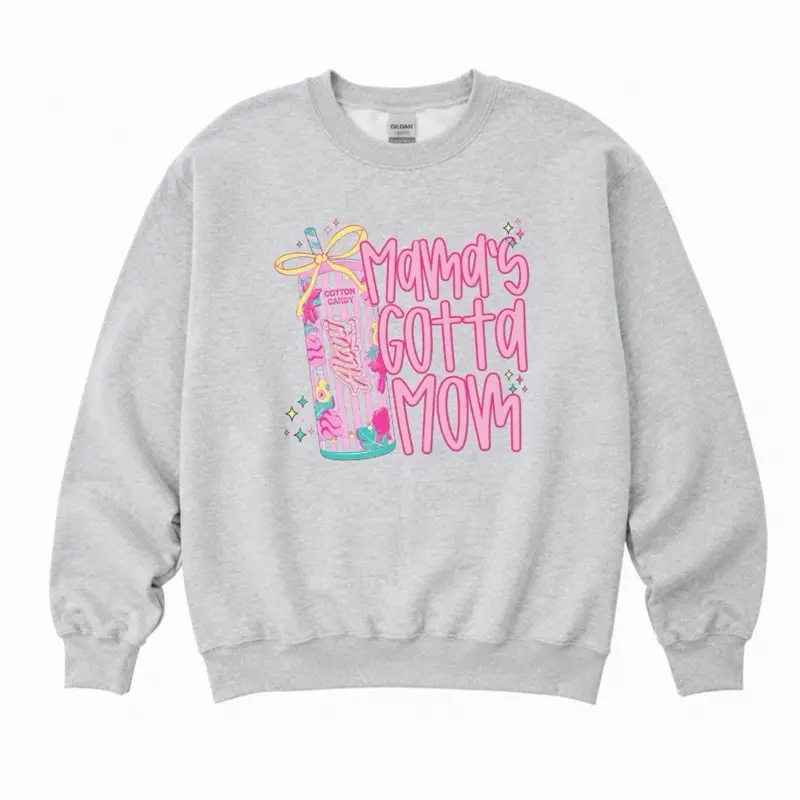 Mamas Gotta Mom Alan! Sweatshirt - Ash Grey - Sublimation - Spooky - Unisex Jersey Sweatshirt Casual Basic