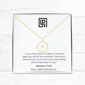 Mustard seed necklace for women, Matthew 17 20, Faith Can Move mountains, Mustard Seed Pendant, Biblical necklace, Christian jewelry gift