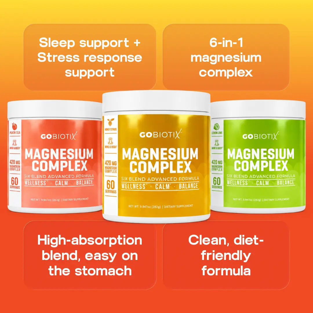GoBiotix Magnesium Complex Powder – Glycinate, Citrate, Malate, Glutamine Chelate – Stress Relief, Sleep Support & Muscle Recovery – 60 Servings, Sugar-Free, Non-GMO