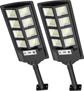 2Pack Solar Street Lights Outdoor Waterproof,6500K Solar Street Lights Outdoor LED Solar Flood Light, Wide Angle with Motion Sensor and Remote Control for Yard,Fence,Parking lot,Garage