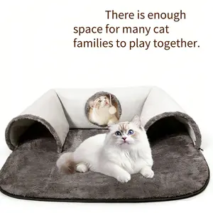 U-Shaped Cat Tunnel, Detachable Washable Cat Bed, Seasonal Pet Accessory, Ideal for Cats Seeking Comfort & Security