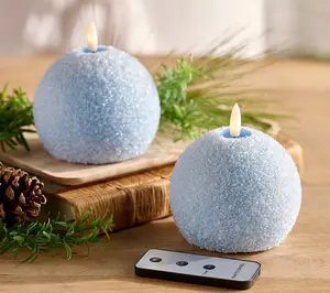 Home Reflections S/2 Flameless Crystal Sphere Candles
