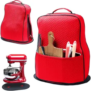 Stretchy Stand Mixer Cover with Appliance Slider- Washable Appliance Cover Compatible with  Mixer5/4.5 Quart - Dust Cover with Pockets for Kitchen Aid Accessories and Attachments