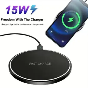 Wireless Charger Pad, 15w Phone Wireless Charging Station, LED Light, Compatible with iPhone 8-17, Samsung S24/s23, Desktop/office Use, Smartphone, Electronic Smartphone Charger