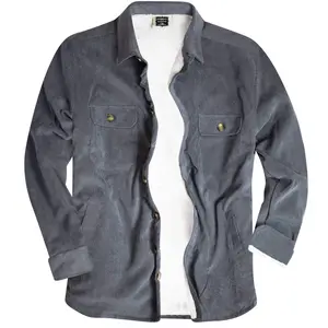 Big Mens Corduroy Shirt Jacket Button Up Fleece