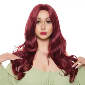 'YAKI SCARLET' 22-inch Vibrant Red Effortless Natural-bounce Waves w/ Yaki Texture Micro-crimp Lace Front Synthetic Wig | 【Heat Resistant】【Cap Included】 |  #FSG62