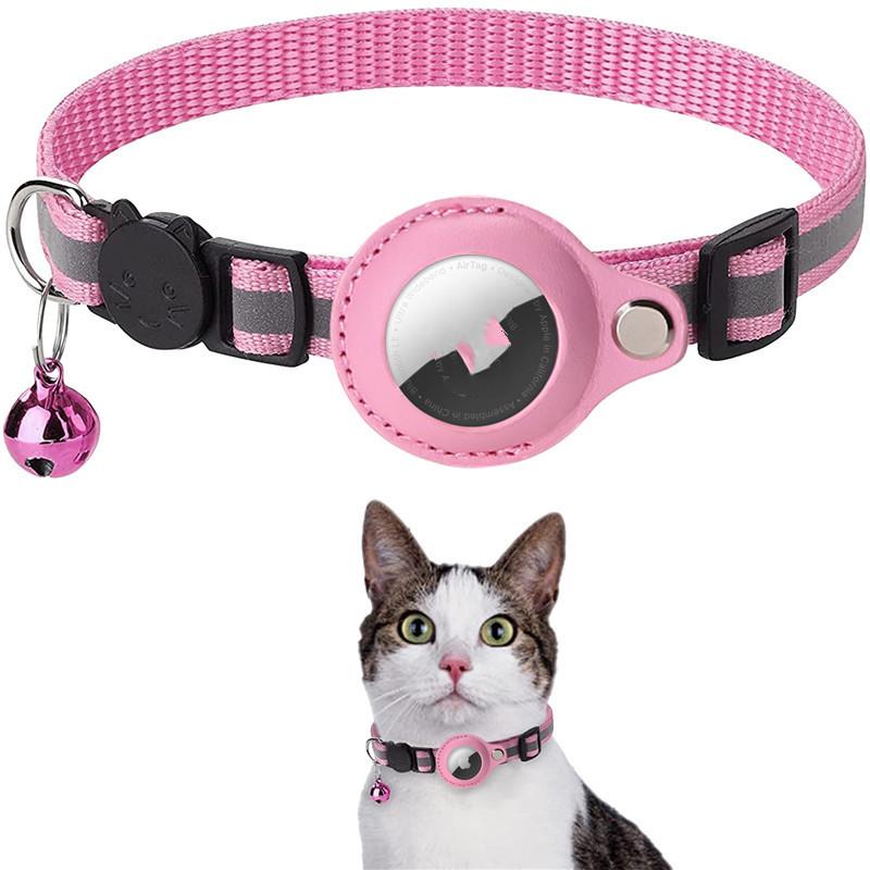 Nylon Collar Reflective Waterproof Holder Case for Airtag Air Tag - Cat Dog Kitten Puppy - Solid Color - Four Seasons Universal