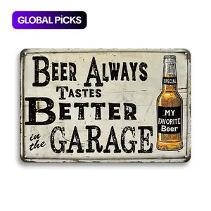 Retro Metal Tin Sign, Beer Letter Pattern Wall Decor Plaque, Vintage Garage Wall Decor for Restaurant, Cafe, Bar, Club, Home Living Room, Wall Art, Decoration Items, Home Business Decor, Rustic Farmhouse Design, Vintage Garage Signs #GLOBAL PICKS