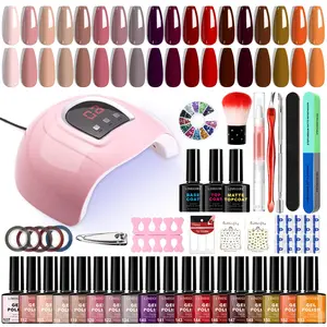 Limegirl Gel Nail Polish Set, 18 Color Starter Kit with Nail Lamp, DIY Home or Salon Manicure Set for Women, UV Gel Kit, Nail Art Kits