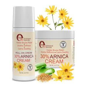 e70 Intensive Healing Arnica Cream & Roll-On - 30% Arnica, Vitamin K, Hyaluronic Acid, L-Arginine - Bruise, Muscle & Joint Relief, 2-Piece Set