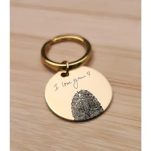 Custom Thumbprint Handwriting Keychain / Customized Fingerprint Keytag / Personalized Memorial Gift / Memorial Ceremony Event / Handprint