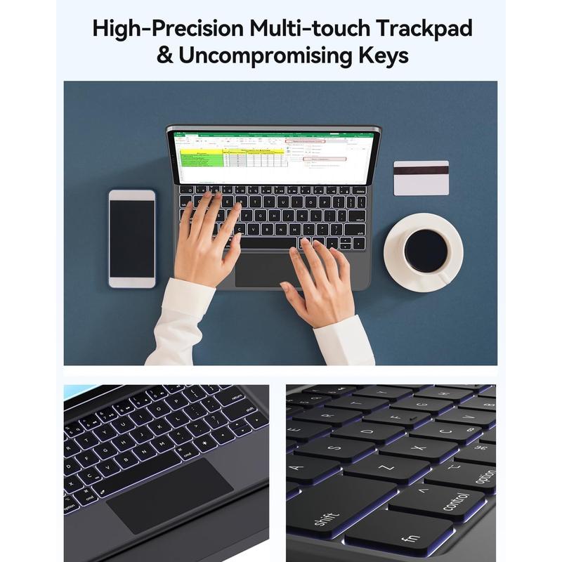 Keyboard Case for 2024 iPad Air 13(M2) and iPad Pro 12.9 (6th/5th/4th/3rd Gen), Magnetic Floating Wireless Backlit Rechargeable Bluetooth Keyboard with Multi-Touch Trackpa Tablet Adjustable