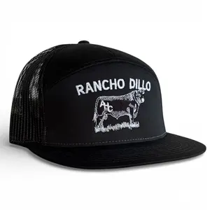 Rancho Dillo Hi-Pro 7 Panel Snapback Hat Cotton Twill Polyester Mesh Flat Visor Shapeable Enclosure