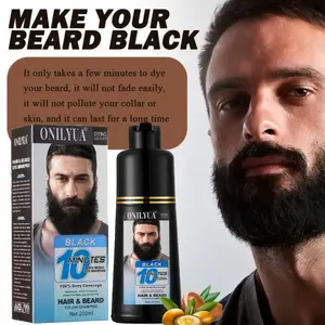 3-in-1 Men's Black Hair\Beard\Mustache Dye Shampoo, Instant Simpler Hair Coloring for Men, Unisex Black Hair Coloring Dye Shampoo, Cover Your Gray Hair Easily in 10 Minutes