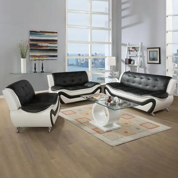 3 Piece Leather Sofa Set, Modern Living Room Furniture with 3-Seater Sofa, Loveseat & Armchair,Contemporary Couch Set for Home Decor,Minimalist Style Material, Easy Assembly, Comfy