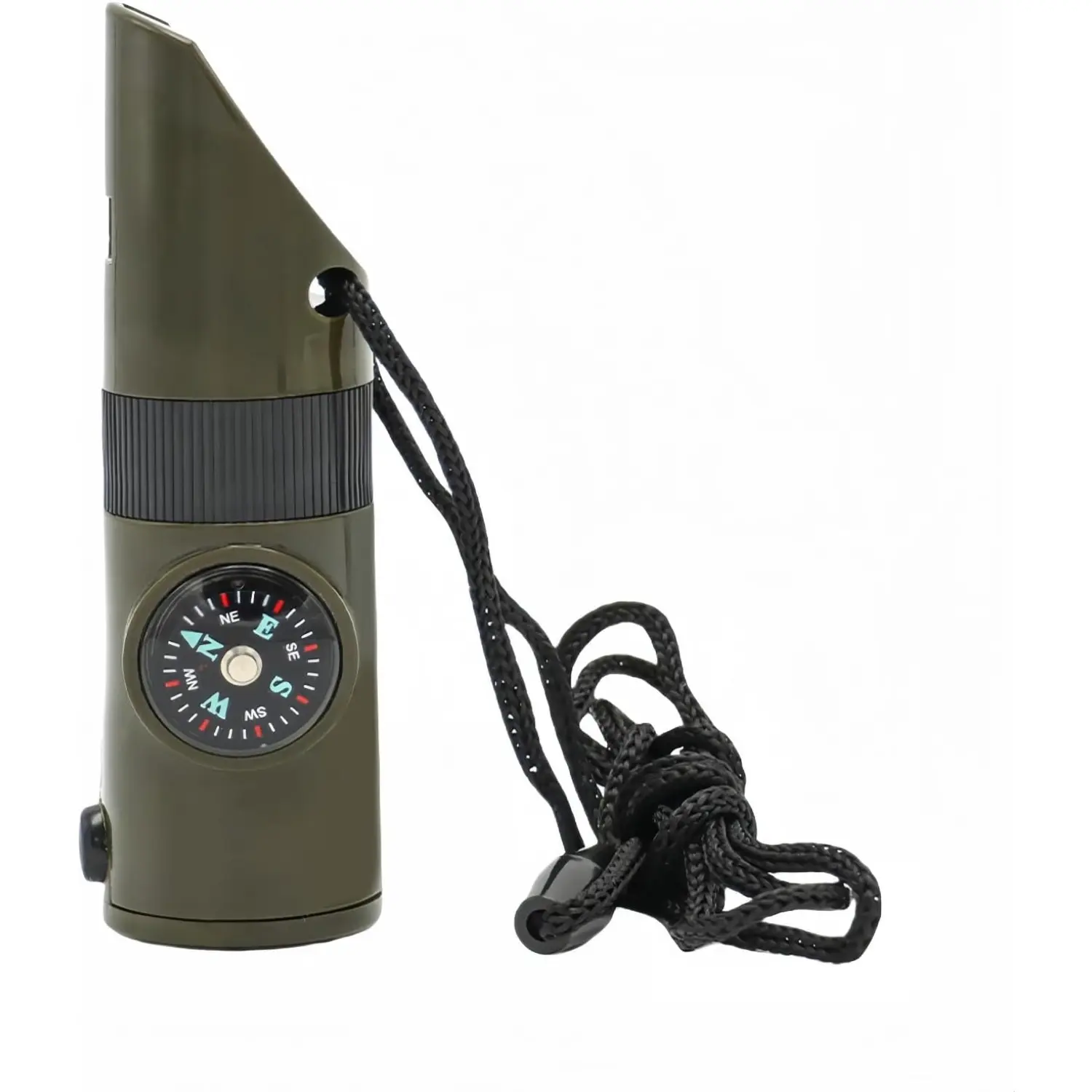 7-in-1 Whistle Emergency Survival Kit, 120dB Loud Safety Whistle with Compass, Thermometer, LED Light, Signal Mirror, Magnifying Lens, Glow-in-the-Dark Feature, Adjustable Strap, Waterproof Case & Fire Starter for Hiking, Camping