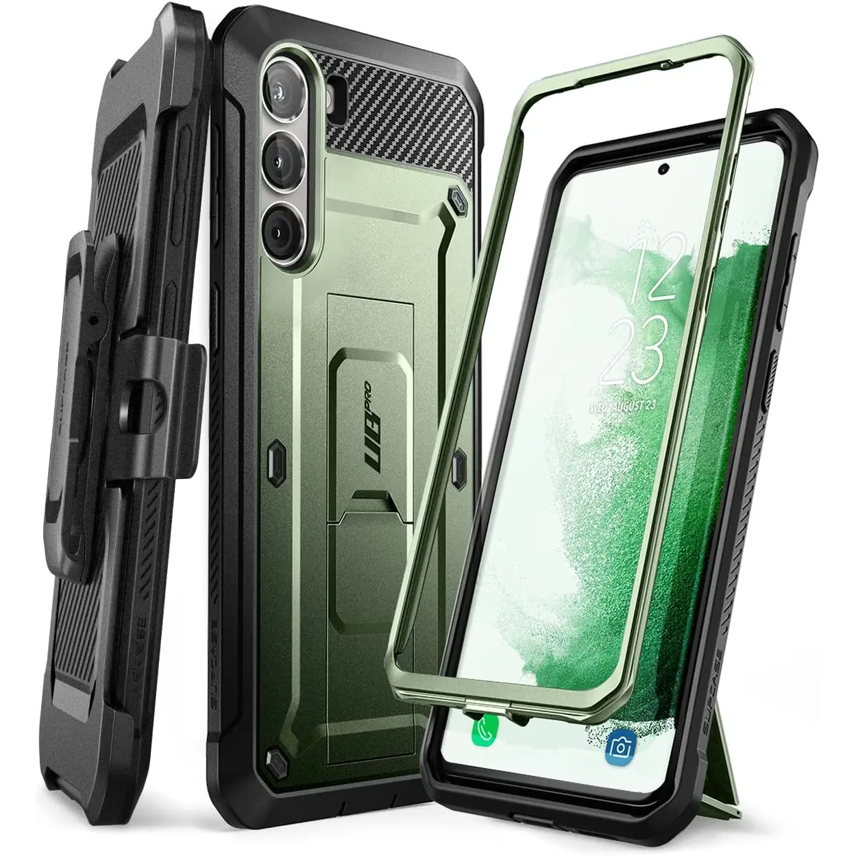 for  Galaxy S23 Case with Stand (Unicorn Beetle Pro), [Built-in Front Frame & Belt-Clip] [-Grade Drop Protection] Full-Body Rugged Kickstand Phone Case for Galaxy S23, Guldan