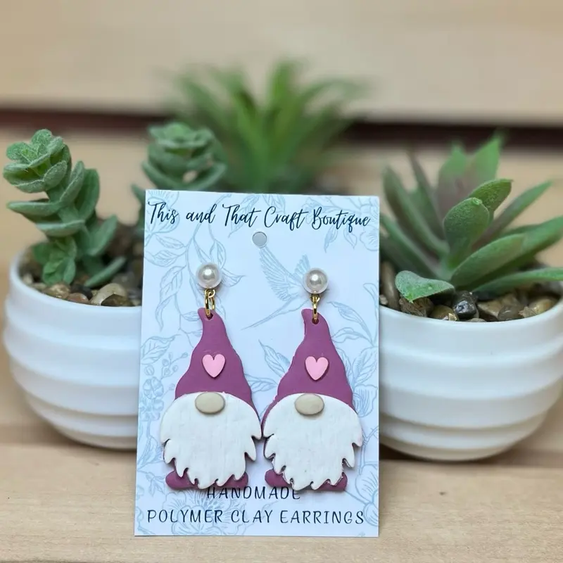 Valentine’s Day Gnome Polymer Clay Earrings