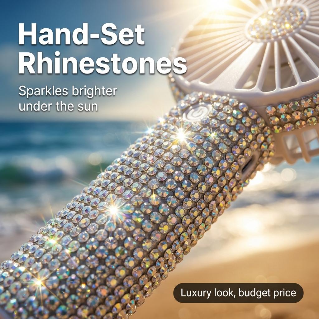 TAZTIR USB Rechargeable Mini Fan, Portable Diamond-style Handheld, Exquisite Battery Life, Suitable for Wedding, Outdoor, Desk, Travel, Valentine's Day Gift, Mother's Day Gift