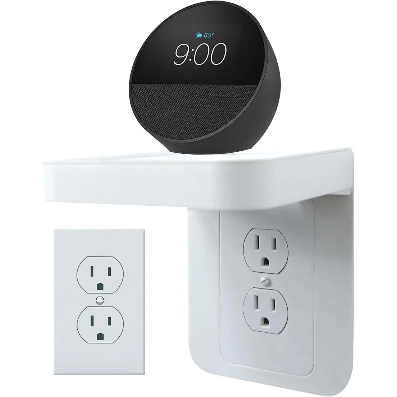 Outlet Shelf Holder Fit for Duplex Receptacle, Bathroom Decor, Management,A Space Saving Solution, Homepod Mini  Home/Echo/ Speakers//Cell Phone (Standard)