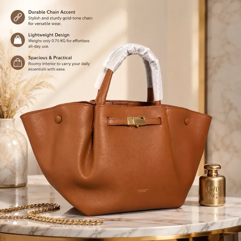 MaisonEunice Luxe Belmont Top Handle Tote Bag - Camel Brown