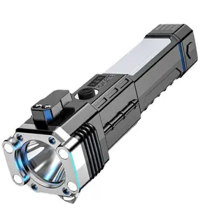 Rechargeable Emergency Flashlight Hammer: Car Safety Tool with Hammer, Seatbelt Cutter, Magnet, 4 Light Modes – Perfect for Camping & Hiking