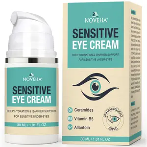 NOVEHA Daily Sensitive Eye Cream | Hydrating Eyelid Moisturizer with Ceramides | Soothing Anti-Aging Eye Lotion for Fine Lines, Puffiness & Crows Feet | Vegan, Fragrance-Free | 1oz