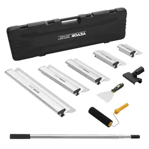 【Summervibes】VEVOR Drywall Skimming Blade Set, 7/10/14/16/24 in Skimming Blades + 34-81.6 in Extension Handle Pole, Stainless Steel Knife Professional Skim Coat Tools, for Gyprock/WallBoard/Plasterboard,Drywall Skimming Blade Set,Decoration