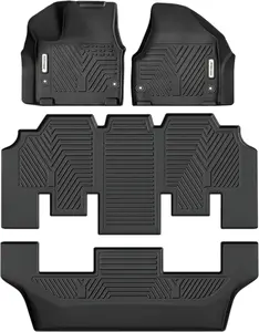 YITAMOTOR Floor Mats Compatible with 2017-2025 Chrysler Pacifica 7or 8 Passenger Model (No Hybrid Models), Included 3 Row All Weather Protection TPE Floor Liner Set, Black Car Accessories Protector
