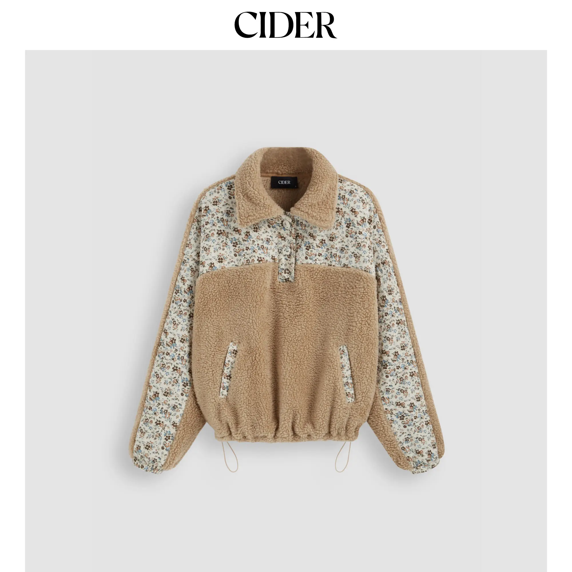 Cider Fleece Floral Patched Oversized Sweatshirt