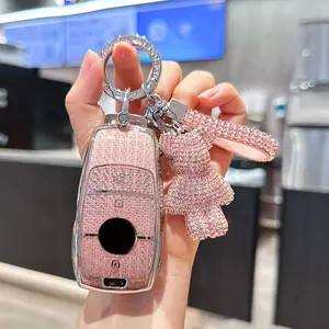 ACEBOY For Mercedes Benz Key Fob Cover With Keychain,Soft TPU Key Case Protector Compatible With Mercedes-Benz 2017-2023 E-Class 2018-2021 S-Class 2019-2023 A-Class C-Class G-Class