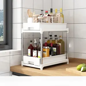 Home Kitchen Under-Cabinet Pull-Out Shelving Unit: Adjustable Spice Rack and Floor-Standing Narrow Space Storage Rack for Fruits and Vegetables Multifunctional Storage Shelf