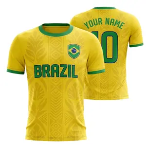 Brazil Yellow Green Soccer Jersey Custom Name Number Supporter Gift