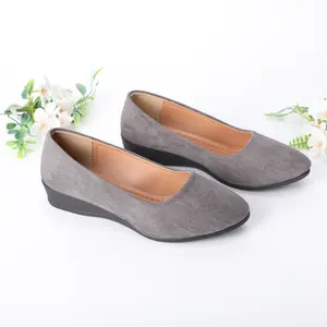 Women's Black Wedge Heels Work Shoes - Wide Fit Waterproof Rain Suede Pumps Round Toe Elegant Comfortable Insole Shallow Mouth Heeled Footwear Office Shoes for Women