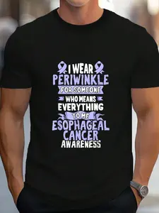 100% Cotton Esophageal Cancer Awareness Tee - Periwinkle Ribbon T-Shirt Women's Men's Graphic Tee Crew Neck summer vacation Tops