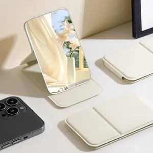 1pcs Portable Folding Makeup Mirror, Rectangle Compact Dressing Mirror, Mini Handheld Cosmetic Mirror, Adjustable Foldable Design, No Battery Required, Suitable for Travel, Dormitory, Office and Home Use, Easy to Carry for Touch-up Pink