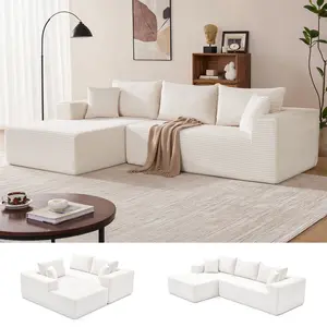 【2-3 Packages】110” Cloud Sectional Couch, Boneless Sofa for Living Room, Modern Modular Couch with Deep Seat, Upholstered Sofa with L-Shaped Chaise, No Assembly Required