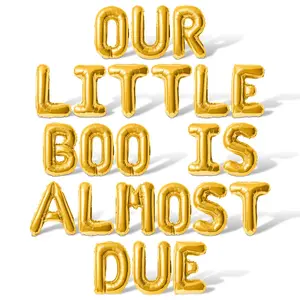 Letter Balloons - OUR LITTLE BOO IS ALMOST DUE 16" Inch Alphabet Letters Foil Mylar Balloon Baby Shower Party Banner