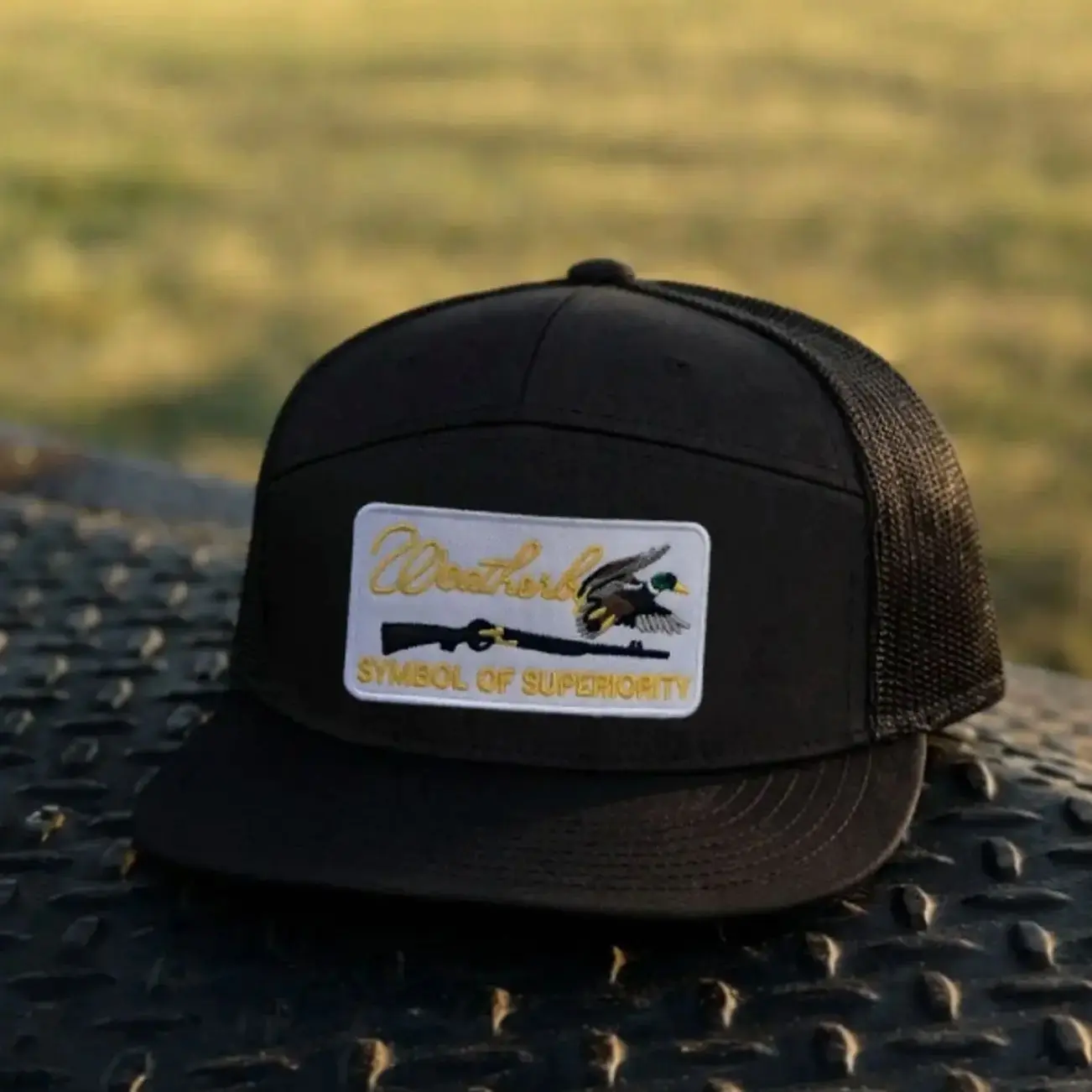 Weatherby Duck Hunting Patch On A Jungle Retro Vintage Camouflage Rope-Brim Snapback Hat TCAFKO