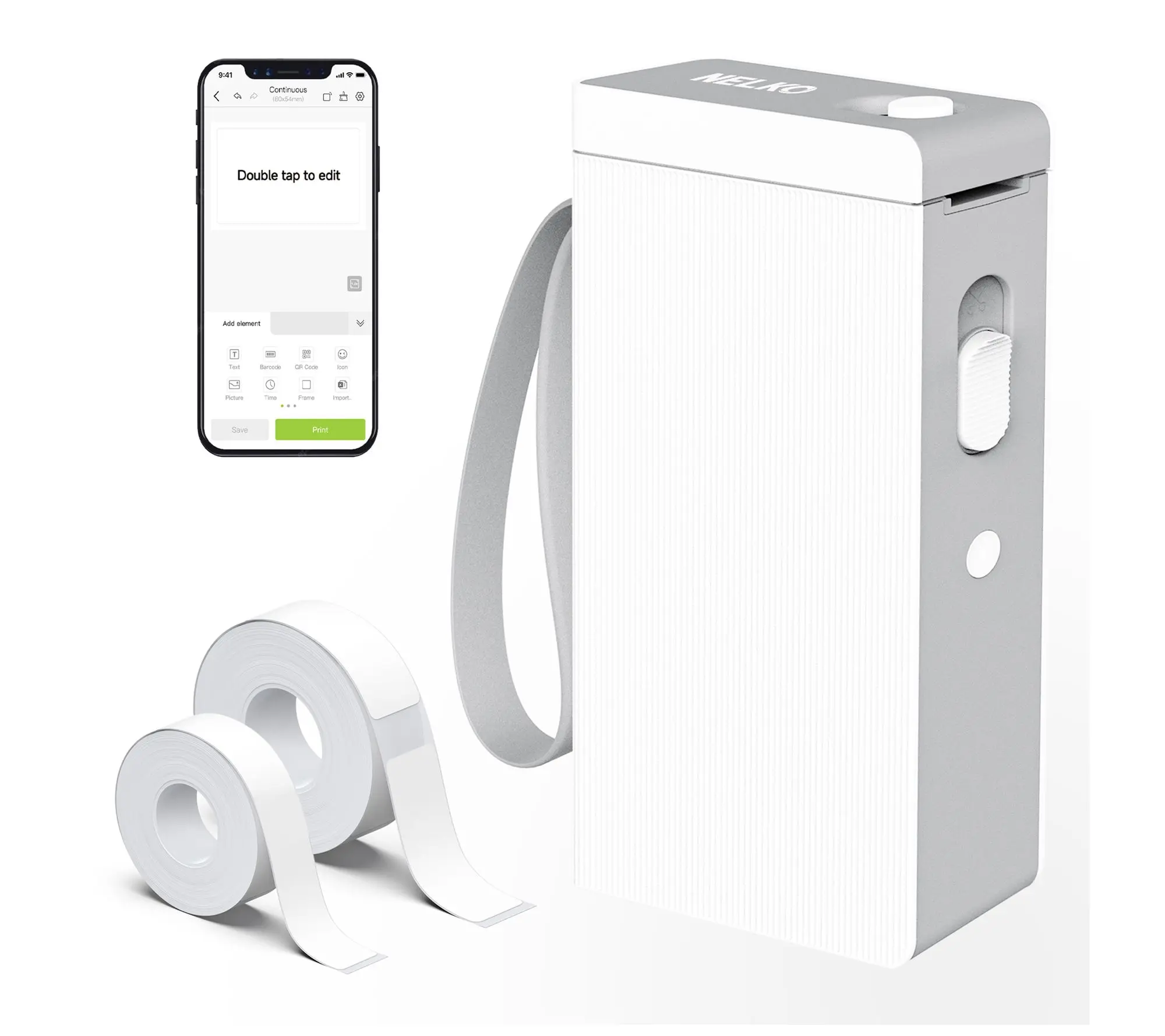 Nelko P22 Bluetooth Label Printer with 100pc Roll and 180pc Ro