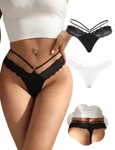 Women Ice Silk Lace Panties Underwear Sexy G-String Thong T Back Cheek Hipster Stretch Lingerie Bikini Brief