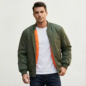 Men's MA-1 Vintage Bomber Jacket Air Force Pilot Flight Coat Thick Padded Military Style Casual Zip Up Street Wear Fall Winter Warm Outerwear