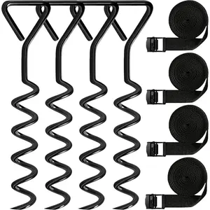 Trampoline Anchors Stakes Tent Garden Stake Heavy Duty Trampoline Parts Tent Canopies, Carports,Swing Sets Stake Corkscrew Shape Steel Stakes Anchor Kit