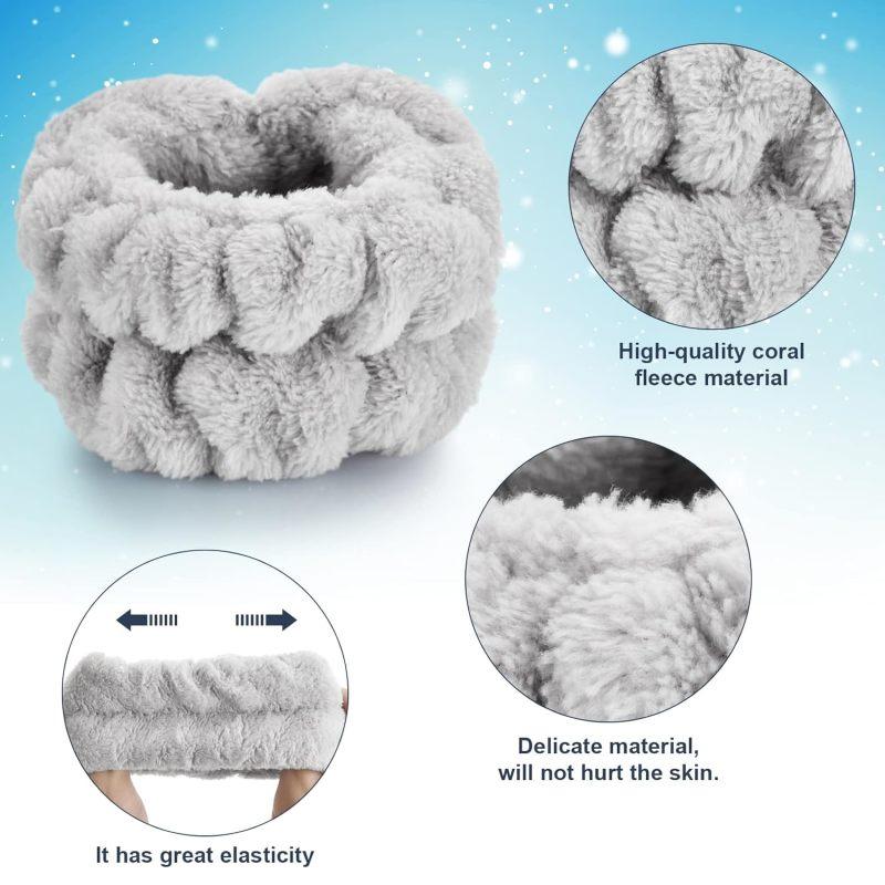 3-Pack Microfiber Wrist Wash Gloves for Washing Your Face – Absorbent spa wash gloves, soft terry cloth wristbands to keep water off your hands and arms