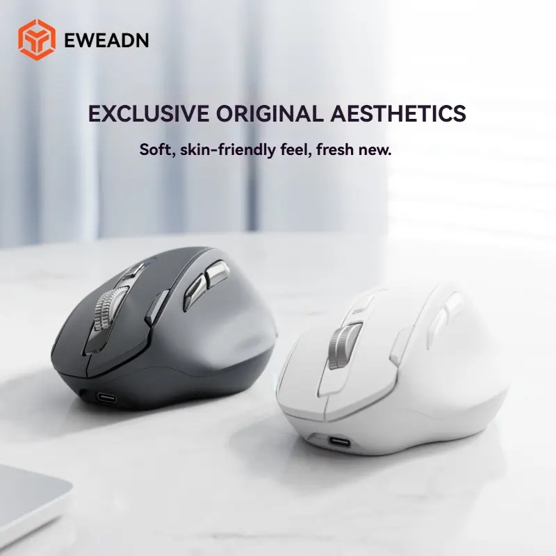 Eweadn RGB Wireless Ergonomic Mouse, Rechargeable 2.4g & BT Silent Computer Mouse, Portable Optical Wireless Mouse for Laptop, PC, Desktop, Computer Peripherals, Connected Mouse, Optical Sensor Mouse