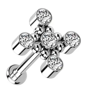 Quincunx CZ Titanium Internally Threaded Labret