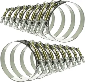 T-Bolt Hose Clamps Set,  304 Stainless Steel intercooler, Radiator Hose Clamp, 8 Size 1" 1.25" 1.5" 1.75" 2" 2.5" 2.75" 3" Working range 1.26-3.58(inch), 16 count
