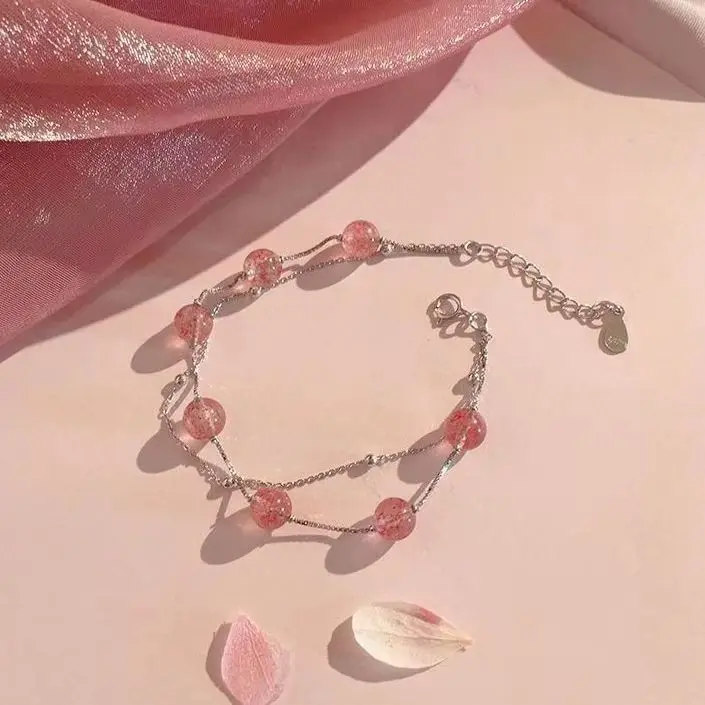 Strawberry Crystal Double Layer Bracelet